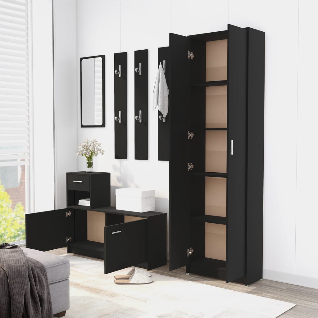 Garderobenschrank Schwarz 55x25x189 cm Holzwerkstoff