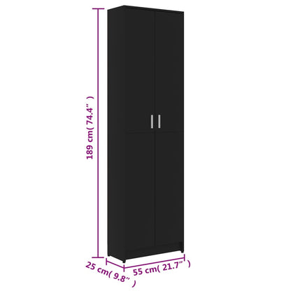 Garderobenschrank Schwarz 55x25x189 cm Holzwerkstoff