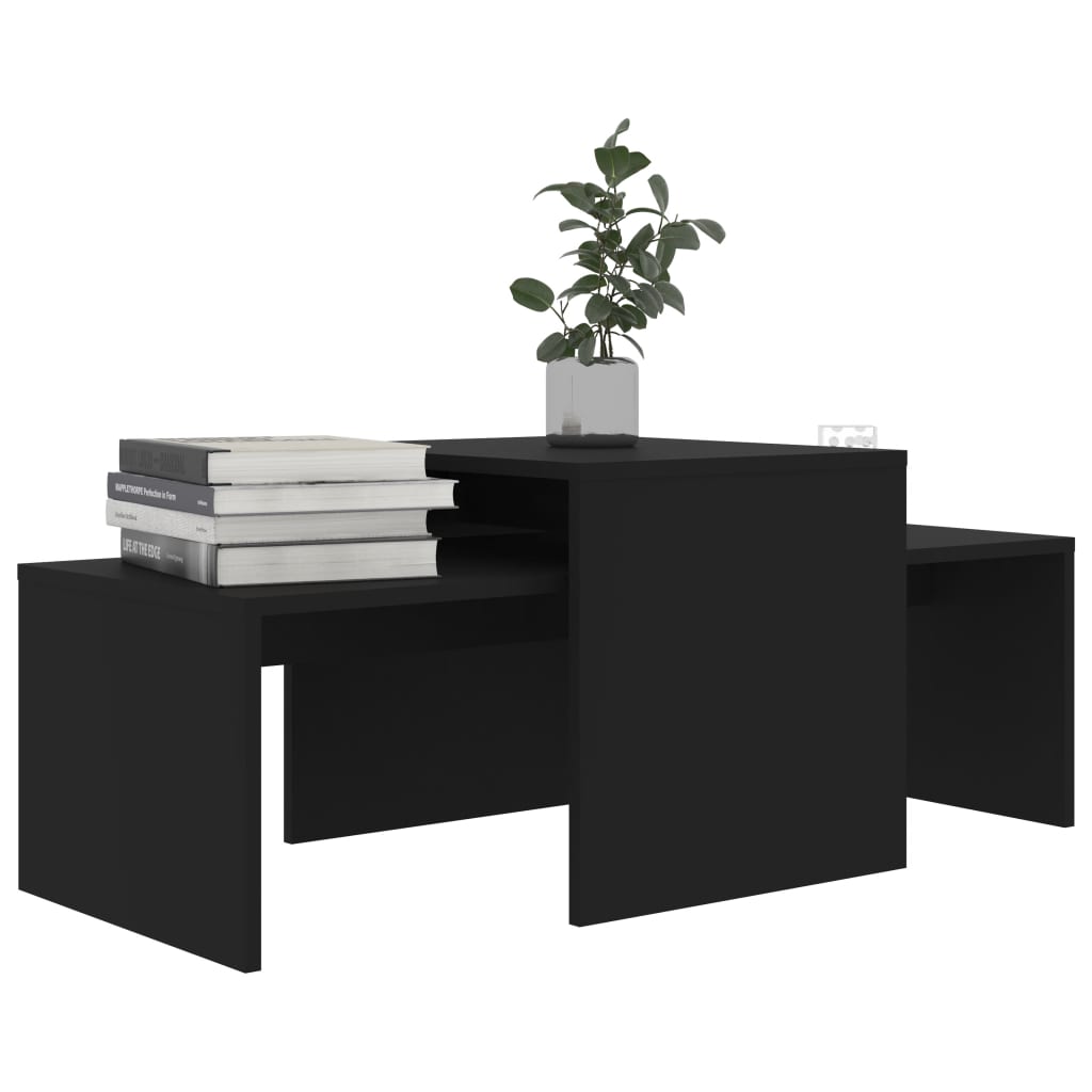 Couchtisch-Set Schwarz 100x48x40 cm Holzwerkstoff