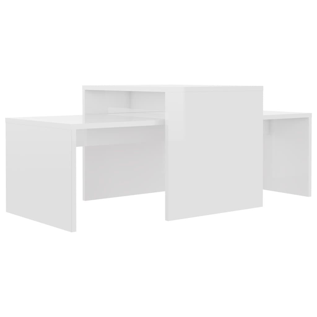 Couchtisch-Set Hochglanz-Weiß 100x48x40 cm Holzwerkstoff