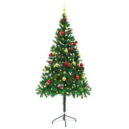 Künstlicher Weihnachtsbaum mit Beleuchtung & Kugeln Grün 180 cm