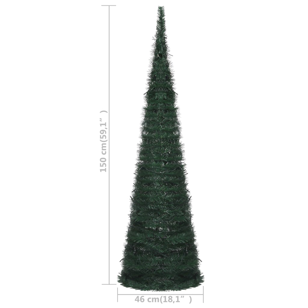 Künstlicher Pop-Up-Weihnachtsbaum mit Beleuchtung Grün 150 cm