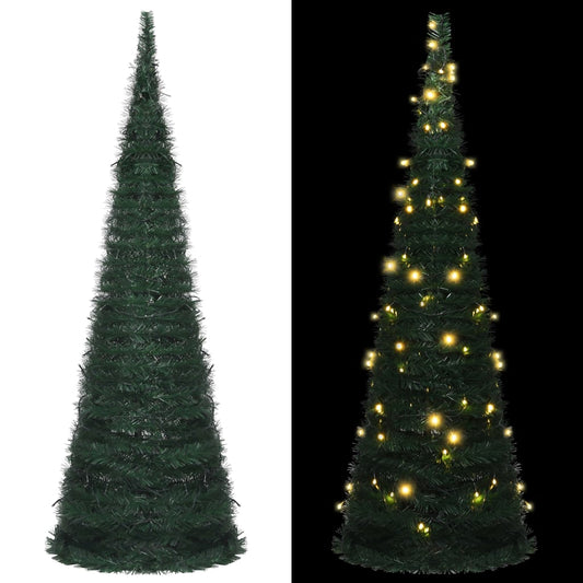 Künstlicher Pop-Up-Weihnachtsbaum mit Beleuchtung Grün 180 cm