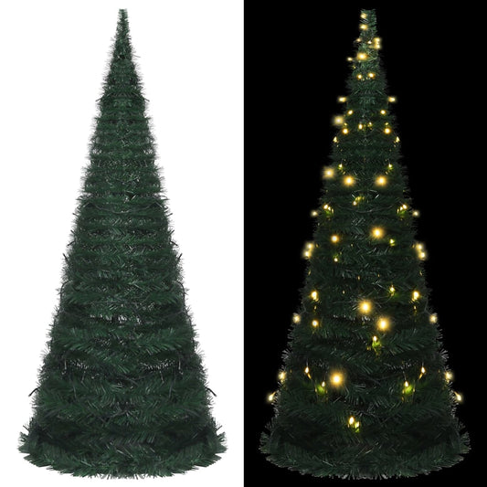 Künstlicher Pop-Up-Weihnachtsbaum mit Beleuchtung Grün 210 cm