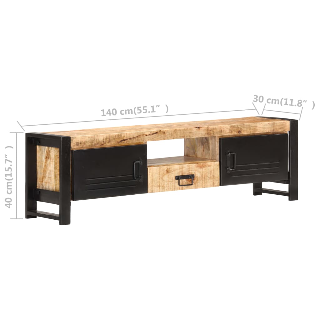 TV-Schrank 140x30x40 cm Raues Mangoholz