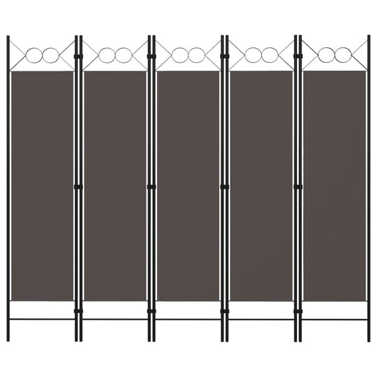 5-tlg. Raumteiler Anthrazit 200 x 180 cm