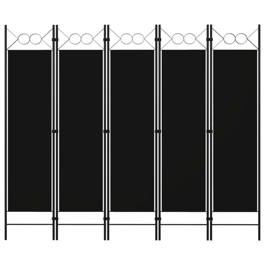 5-tlg. Raumteiler Schwarz 200 x 180 cm