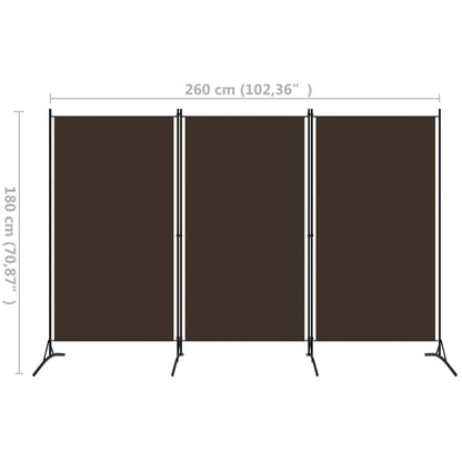 3-tlg. Raumteiler Braun 260x180 cm