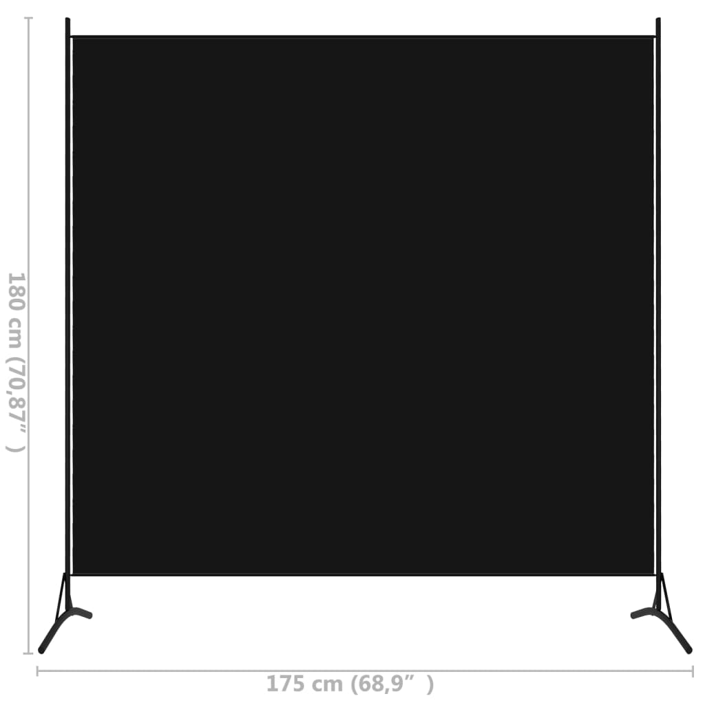 Paravent Schwarz 175x180 cm Stoff