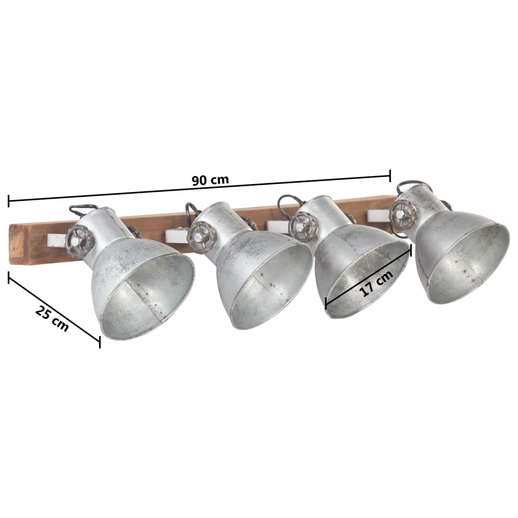 Wandlampe Industriestil Silbern 90x25 cm E27