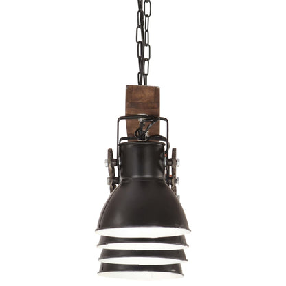 Deckenlampe Industriestil Schwarz E27 Mangoholz