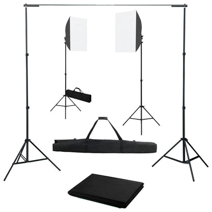 Fotostudio-Set mit Softboxen und Hintergrundsystem