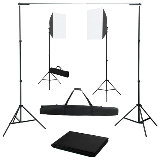 Fotostudio-Set mit Softboxen und Hintergrundsystem