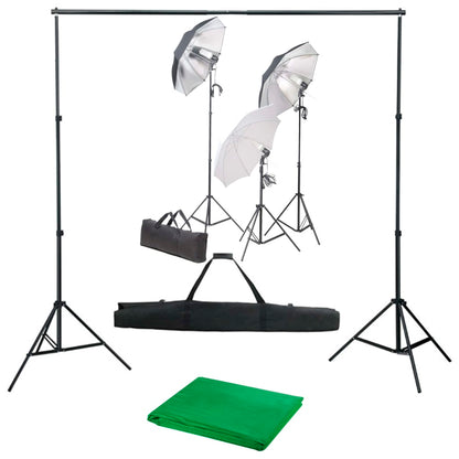 Fotostudio-Set mit Lampen und Hintergrundsystem