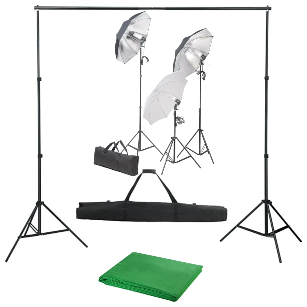 Fotostudio-Set mit Lampen und Hintergrundsystem