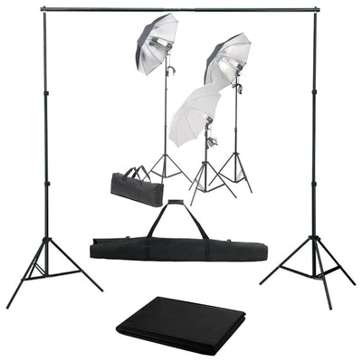 Fotostudio-Set mit Lampen und Hintergrundsystem