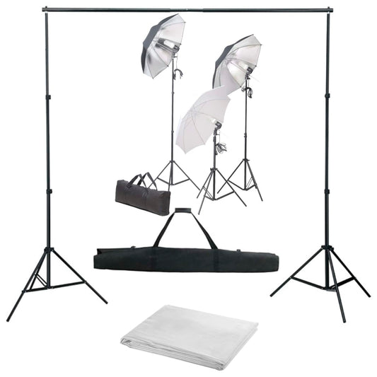 Fotostudio-Set mit Lampen und Hintergrundsystem