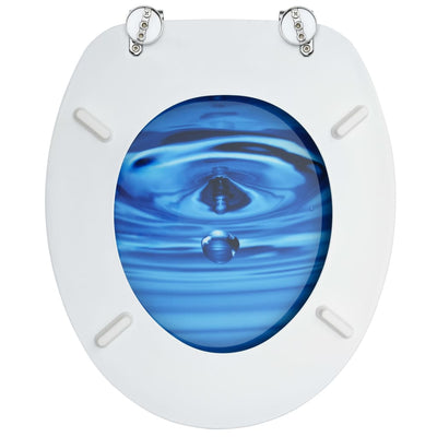 Toilettensitz mit Deckel MDF Blau Wassertropfen-Design