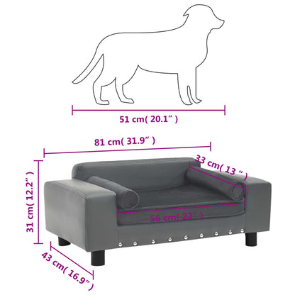 Hundesofa Grau 81x43x31 cm Plüsch und Kunstleder