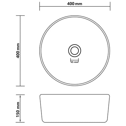 Luxuriöses Waschbecken Rund Matt Schwarz 40x15 cm Keramik