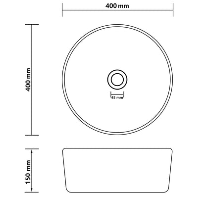 Luxuriöses Waschbecken Rund Matt Schwarz 40x15 cm Keramik