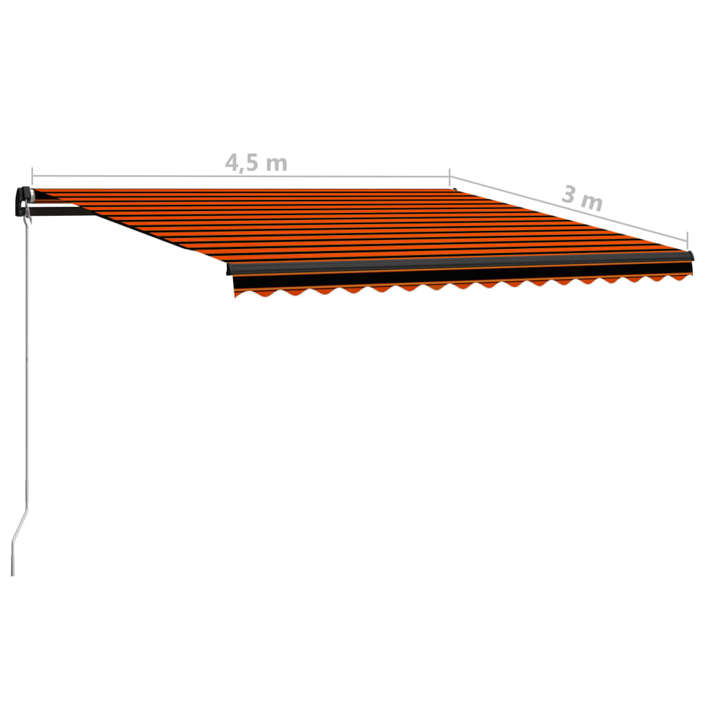 Einziehbare Markise Handbetrieben 450 x 300 cm Orange und Braun