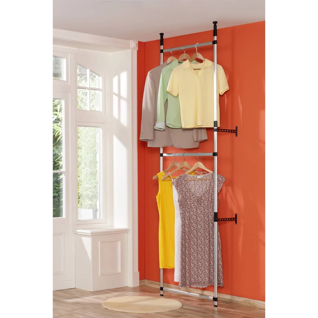 Teleskop-Garderobe mit Stangen Aluminium