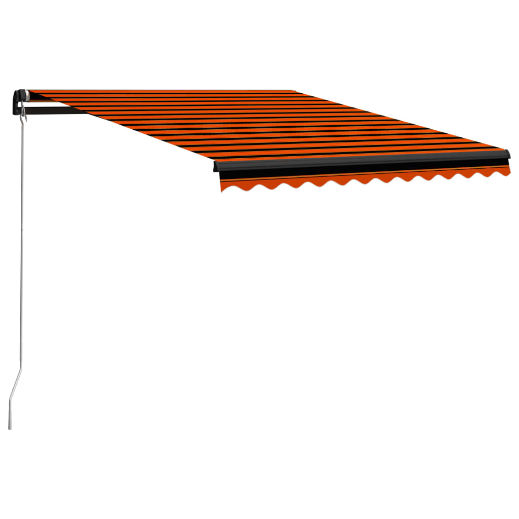 Markise Manuell Einziehbar LED 350x250 cm Orange & Braun