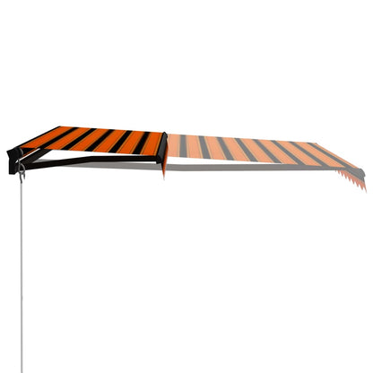 Markise Manuell Einziehbar LED 350x250 cm Orange & Braun