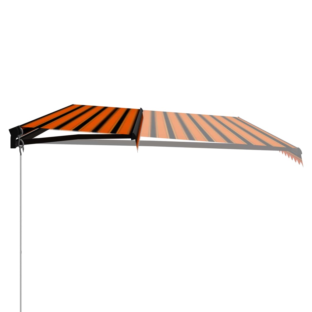 Markise Manuell Einziehbar mit LED 600x300 cm Orange & Braun