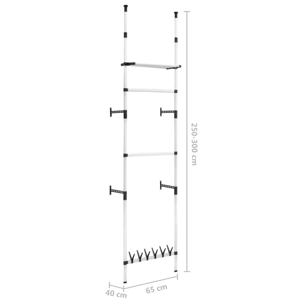 Teleskop-Garderobe mit Stangen und Regal Aluminium