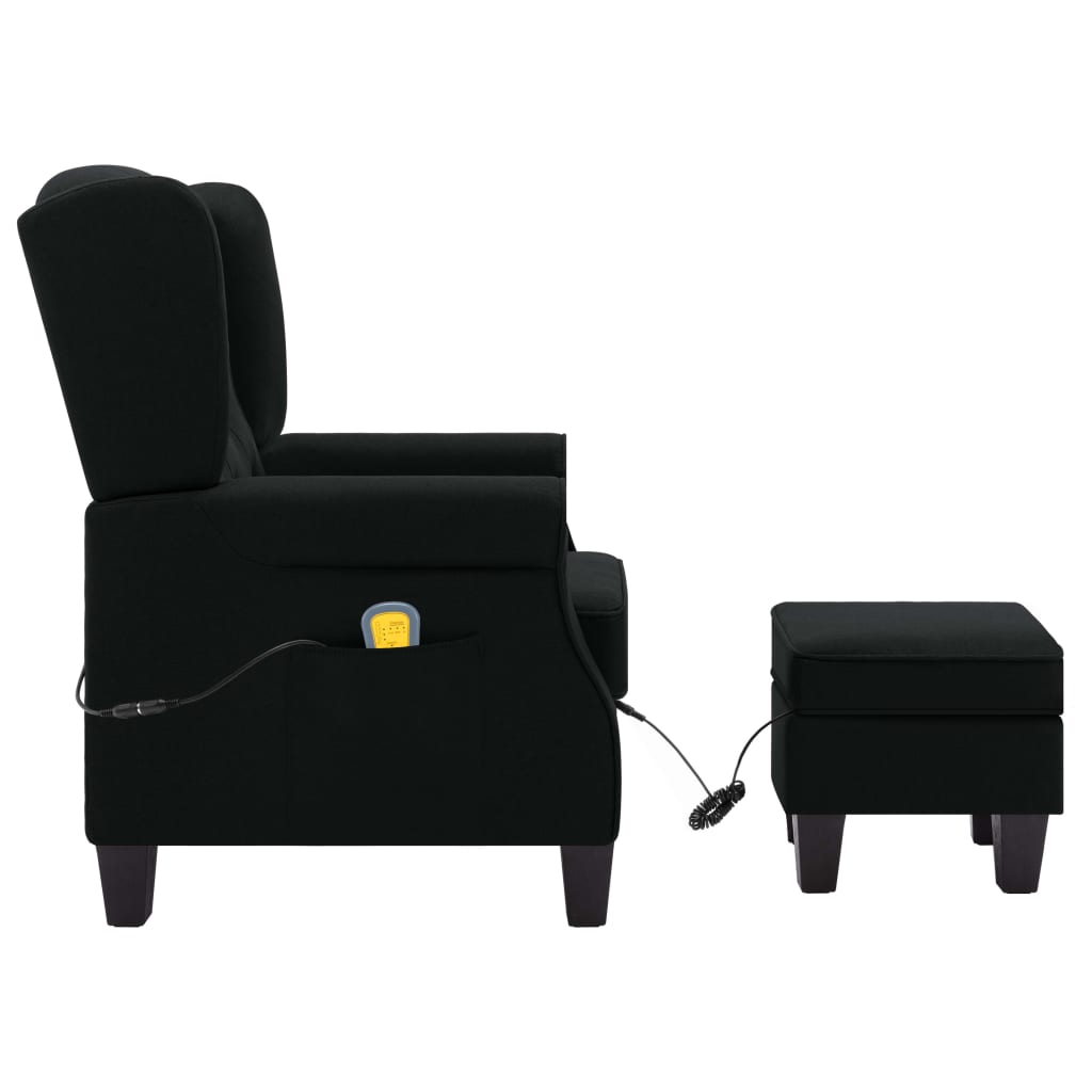 Massagesessel mit Hocker Schwarz Stoff