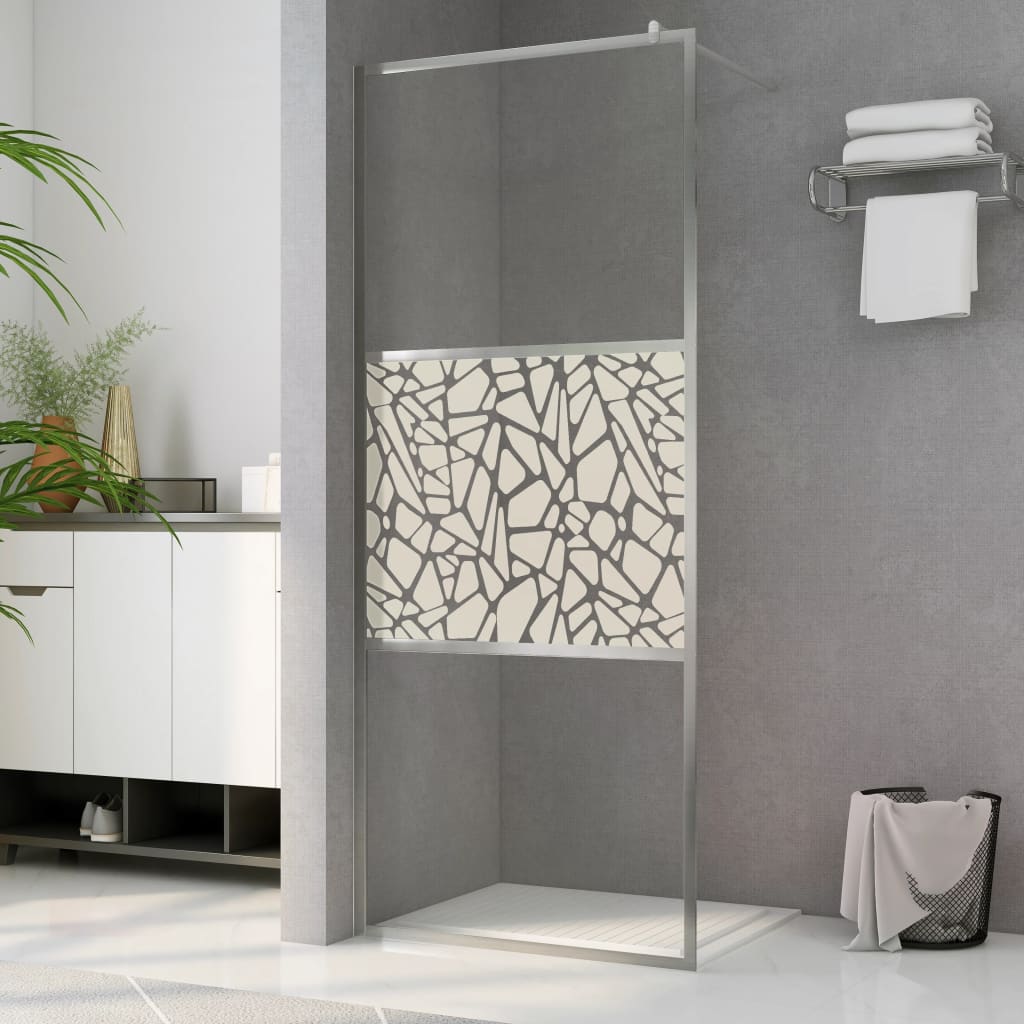 Duschwand für Begehbare Dusche ESG-Glas Steindesign 115x195 cm