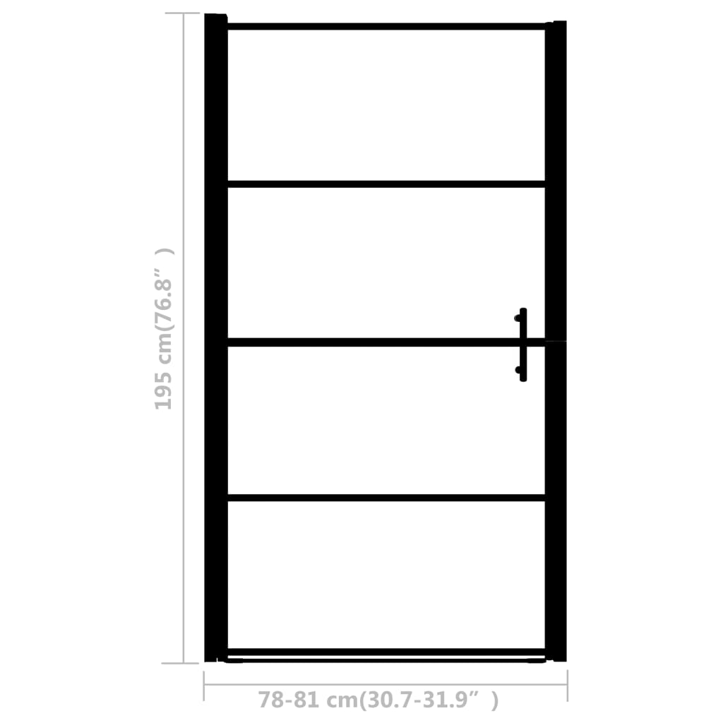 Duschtür Mattes Hartglas 81x195 cm Schwarz