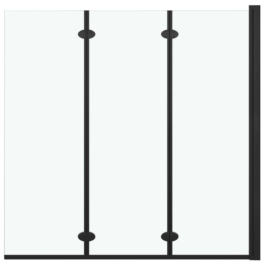 Faltbare Duschkabine 3 Paneele ESG 130x138 cm Schwarz