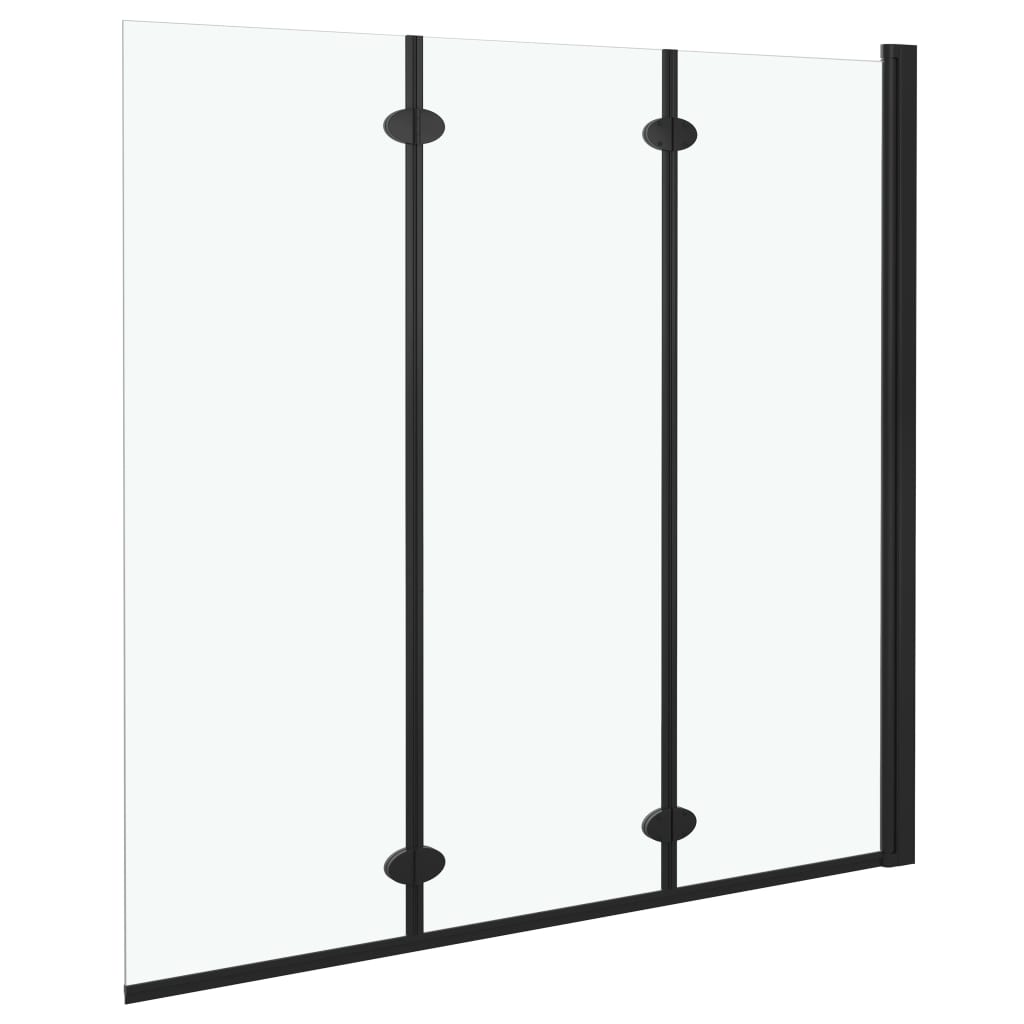 Faltbare Duschkabine 3 Paneele ESG 130x138 cm Schwarz