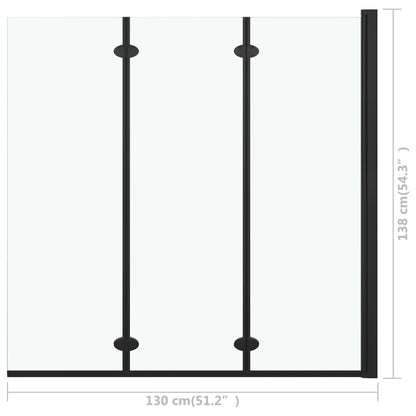 Faltbare Duschkabine 3 Paneele ESG 130x138 cm Schwarz