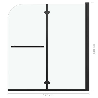 Faltbare Duschkabine 2 Paneele ESG 120x140 cm Schwarz