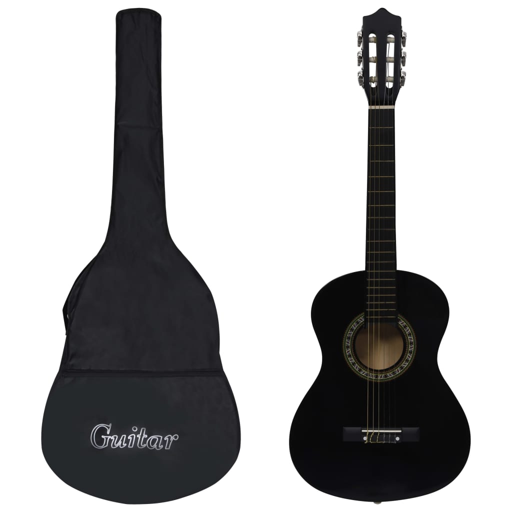 Klassikgitarre für Anfänger Kinder mit Tasche Schwarz 1/2 34"