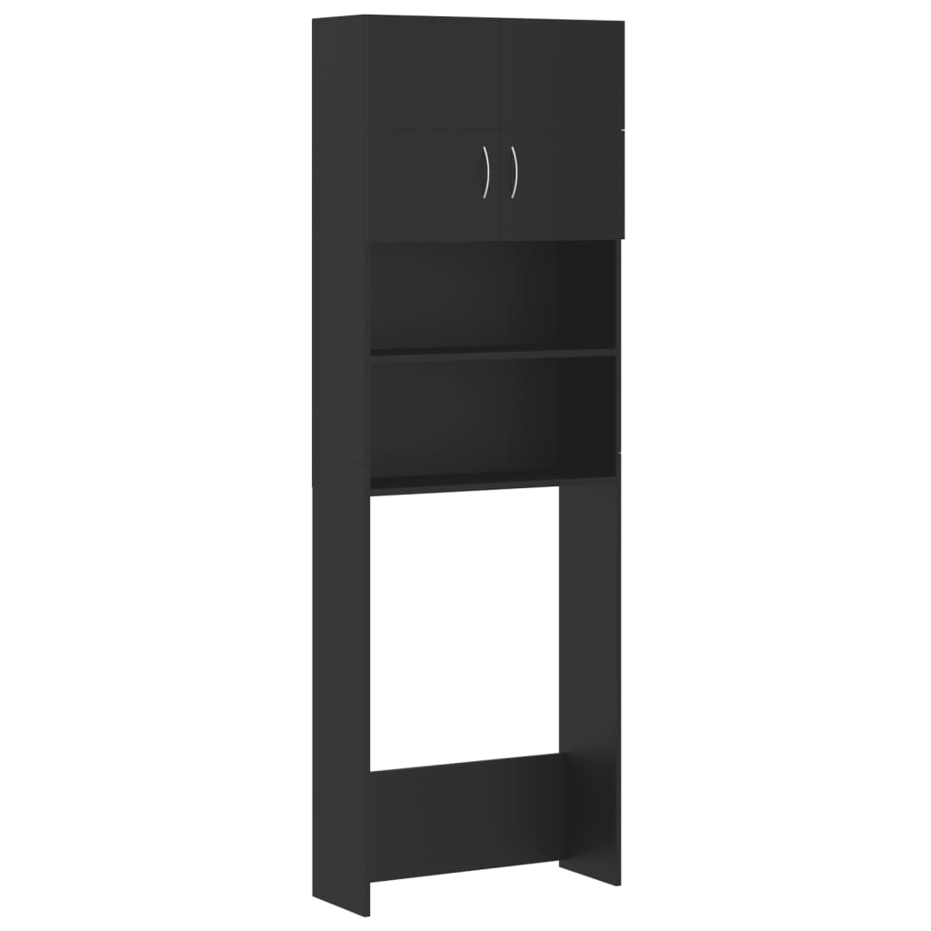 Waschmaschinenschrank-Set Schwarz Holzwerkstoff