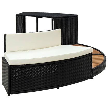 Whirlpool-Umrandung Schwarz Poly Rattan & Massivholz Akazie