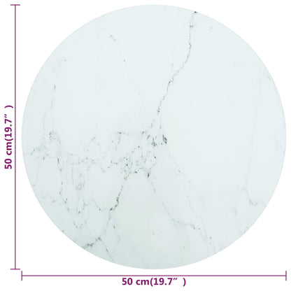 Tischplatte Weiß Ø50x0,8 cm Hartglas in Marmoroptik