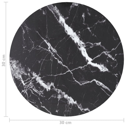 Tischplatte Schwarz Ø30x0,8 cm Hartglas in Marmoroptik