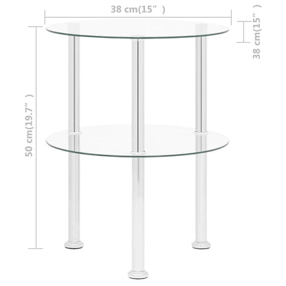 Beistelltisch mit 2 Ablagen Transparent 38 cm Hartglas