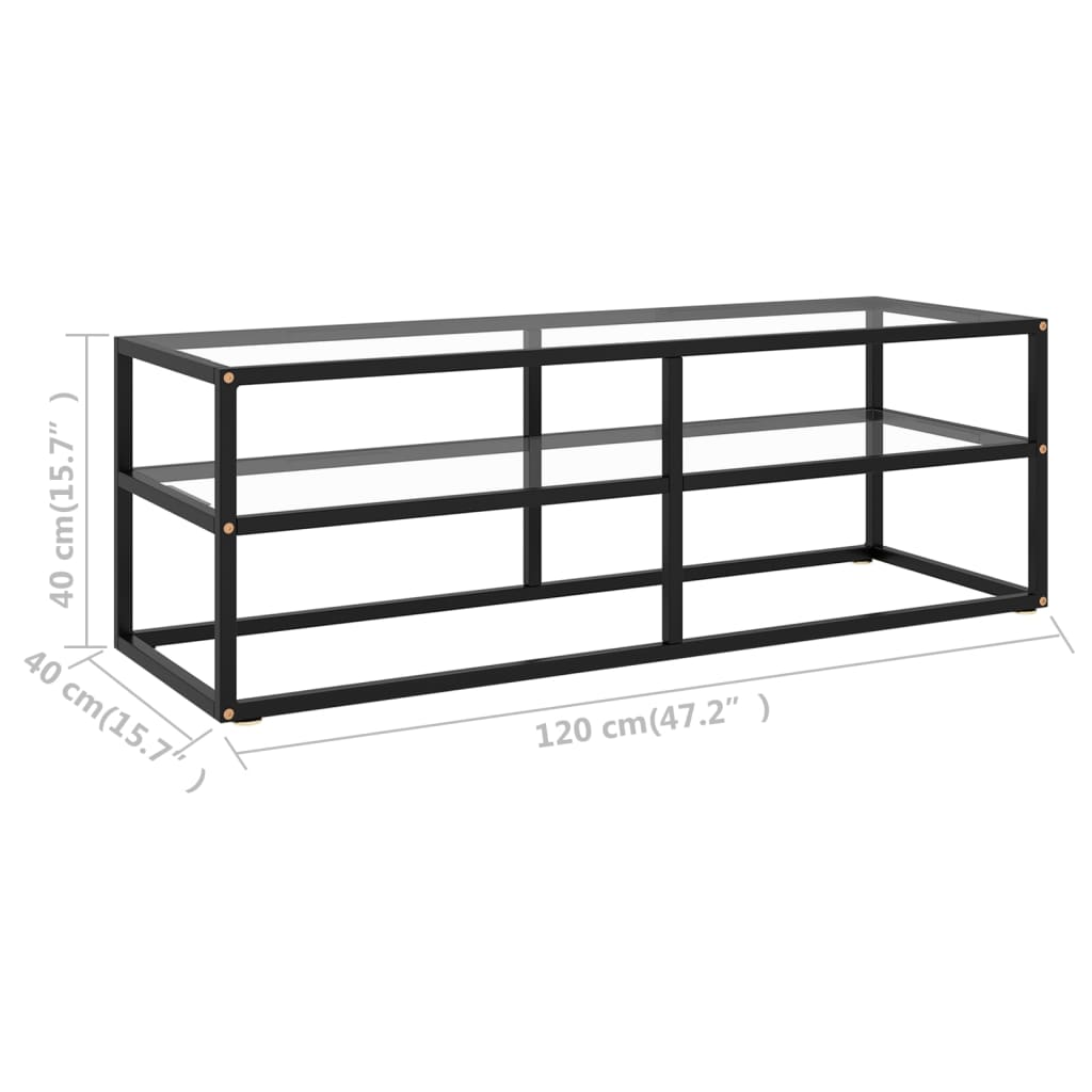 TV-Schrank Schwarz mit Hartglas 120x40x40 cm