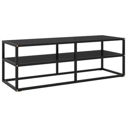 TV-Schrank Schwarz mit Schwarzem Hartglas 120x40x40 cm