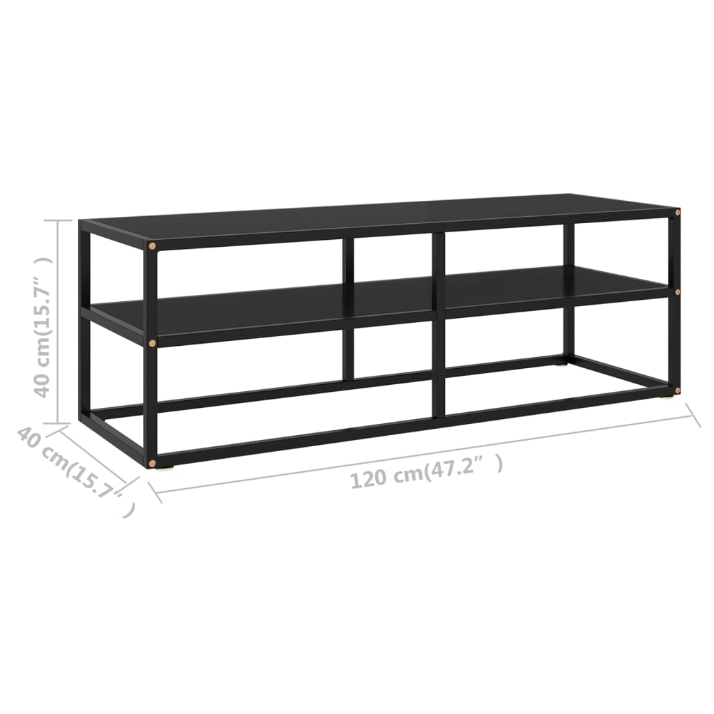 TV-Schrank Schwarz mit Schwarzem Hartglas 120x40x40 cm