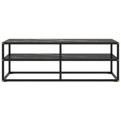 TV-Schrank Schwarz mit Hartglas Marmor-Optik 120x40x40 cm