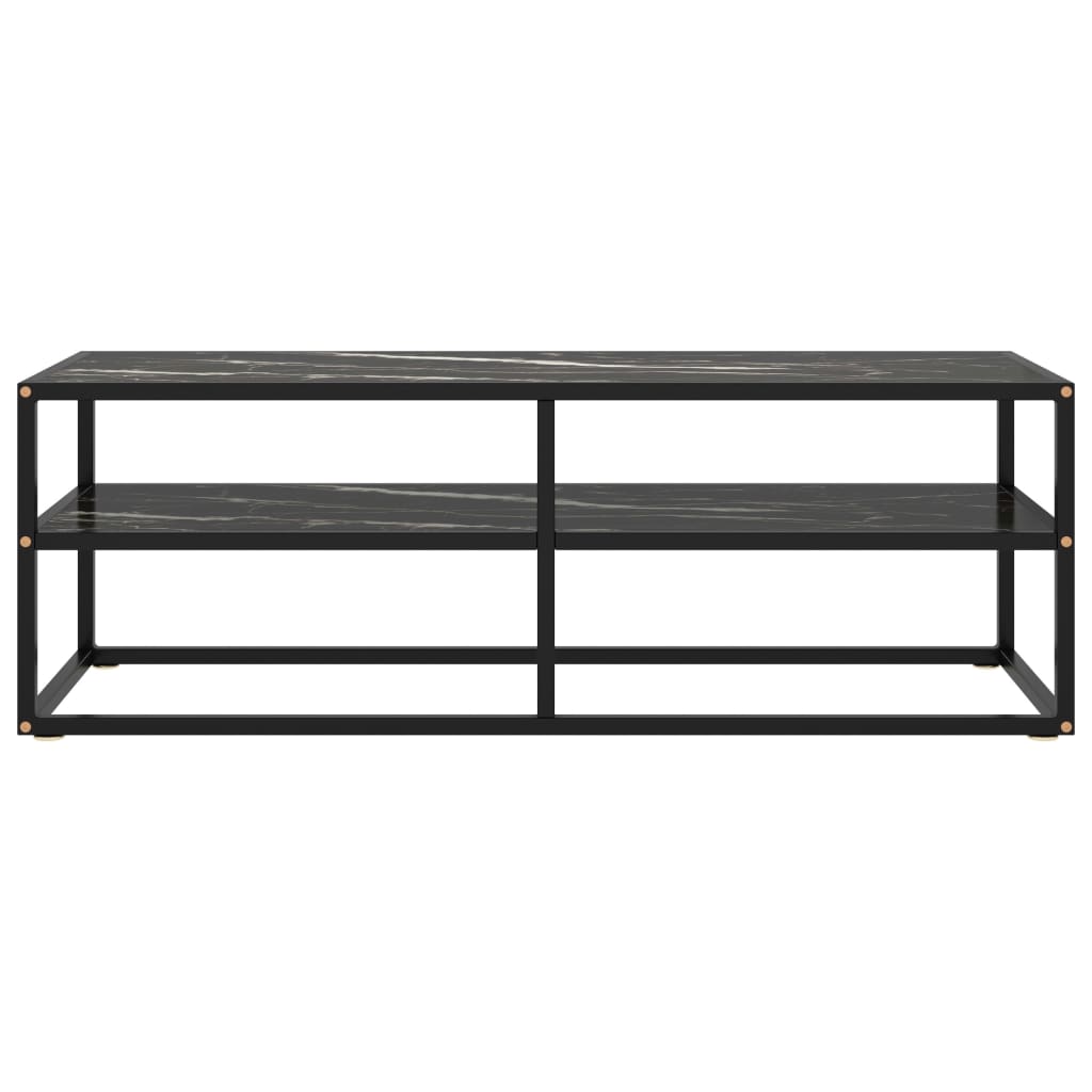 TV-Schrank Schwarz mit Hartglas Marmor-Optik 120x40x40 cm