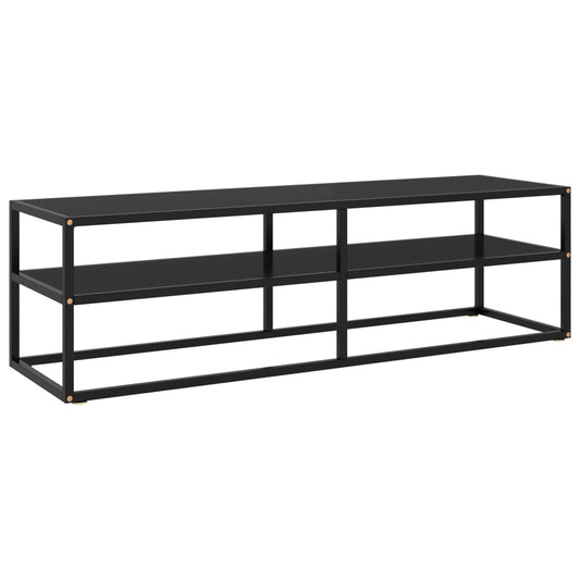 TV-Schrank Schwarz mit Schwarzem Hartglas 140x40x40 cm